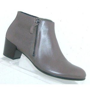 Ecco Shape 35 taupe leather dual zip animal print ankle bootie heels 6 EU 37